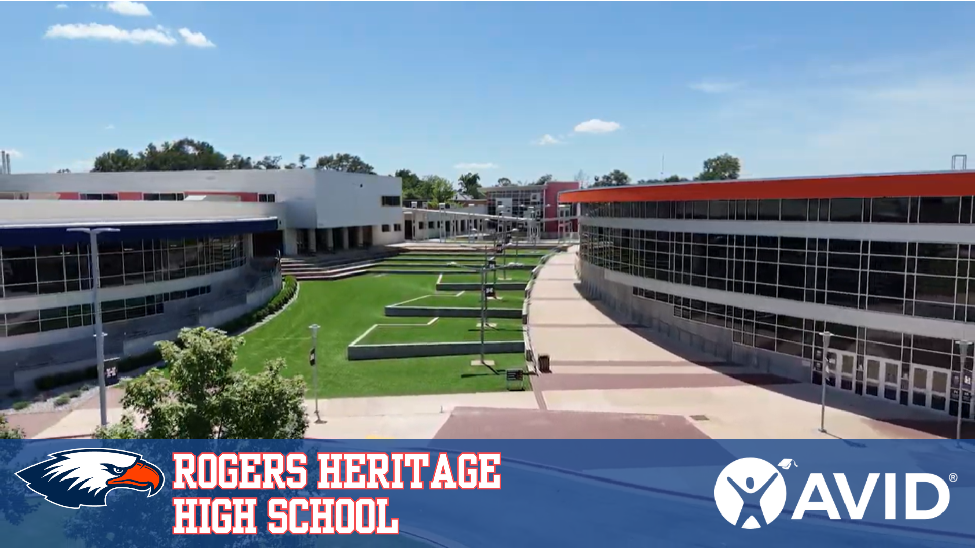 An exterior view of Rogers Heritage High School